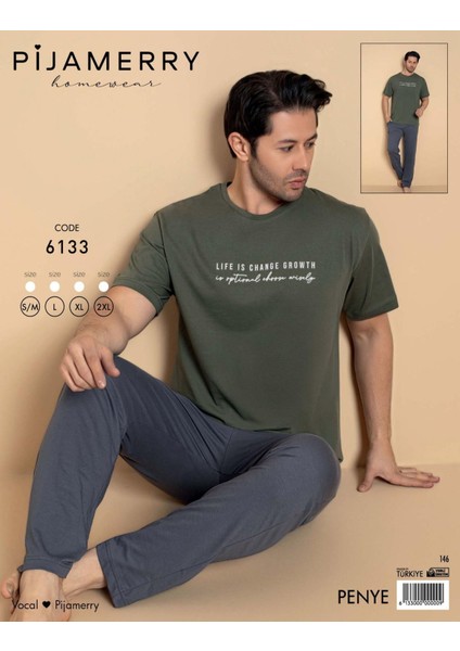 Erkek Bisiklet Yaka Kısa Kol Penye Pijama Takımı 6133 - 1 Adet fiyatları
