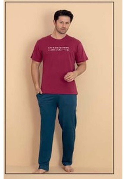 Erkek Bisiklet Yaka Kısa Kol Penye Pijama Takımı 6320 - 1 Adet modelleri