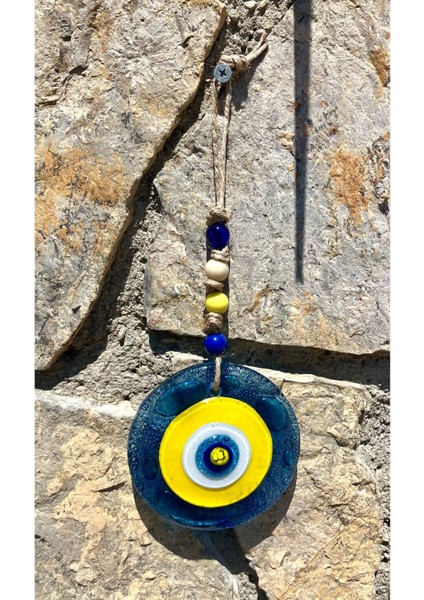 El Yapımı Mavi Balkon Süsü, 10 Cm, Duvar Dekorasyonu, Nazar Boncuğu Tarzı