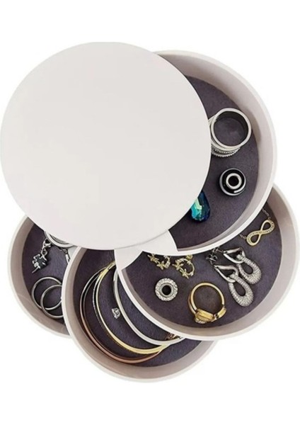 4 Katlı Dönebilir Takı ve Aksesuar Organizeri, Beyaz, Şık ve Pratik Saklama Çözümü modelleri