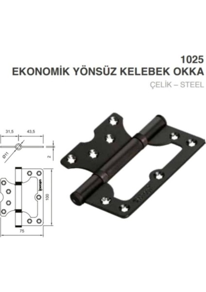 10CM Yönsüz Kelebek Kapı Menteşesi 2mm Saten, Dayanıklı ve Şık Tasarım modelleri