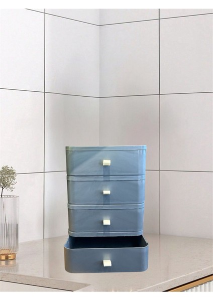 Gri 4 Katlı Masaüstü Organizer, Takı ve Aksesuar Düzenleyici