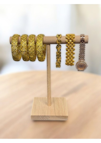 Ahşap Takı ve Saat Organizeri, Bileklik Askısı, Düzenleyici, 20CM, Kahverengi