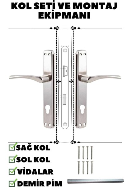 Nikel Saten Kapı Kolu, Aynalı Tasarım, Şık ve Dayanıklı Kullanım Sağlar.