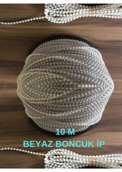 10 Metre Beyaz Plastik Boncuklu Ip Zinciri, 4.5mm Çapında Cam Balkon Aksesuarı