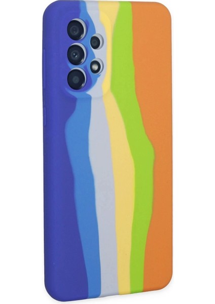 Newface Samsung Galaxy A53 5g Kılıf Ebruli Lansman Silikon - Mavi-Turuncu modelleri