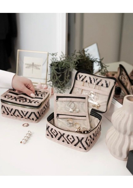 Seyahat Takı Organizer Çanta, Düzenli ve Şık, 16X12X8.5 ve 12X15 Boyutlu