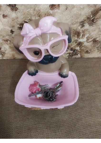 El Yapımı Sevimli Köpek Biblo,pembe Gzlüklü Köpek Biblo. fiyatları