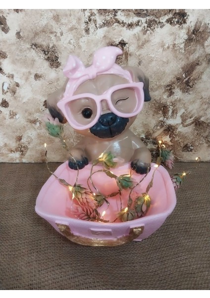 El Yapımı Sevimli Köpek Biblo,pembe Gzlüklü Köpek Biblo. indirimleri