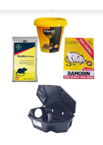 Fare Sıçan Ilaçları Set Rodillon Paste/ klerat Pelet Yem/ ramorin Buğday/ klitli Fare Yemleme Kutusu