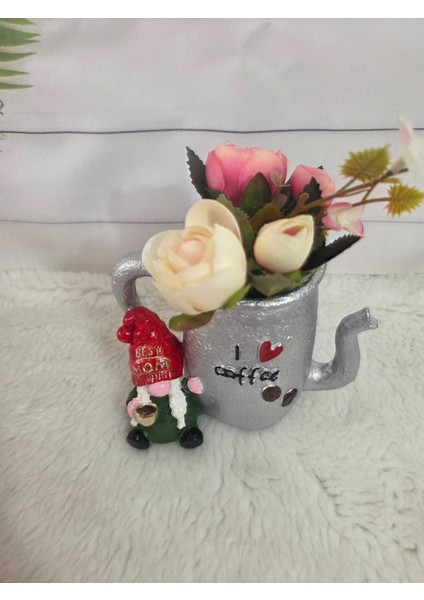 Çaydanlık Saksı Sukulent,''best Mom'' Yazılı Cüce Objeli Çaydanlık Sukulent Saksı. fiyatları