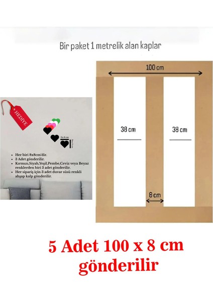 Renkli Dekoratif Duvar Çıtası 1 Paket (5 Adet), Boyanabilir, 100×8 cm fiyatları
