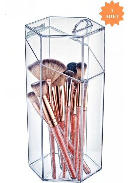 Büyük Boy Kapaklı Çok Amaçlı Makyaj Fırça Düzenleme Kutusu Beyaz