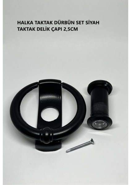Dürbünlü Çelik Kapı Halka Modeli, 2,5cm Delik, Siyah Renk