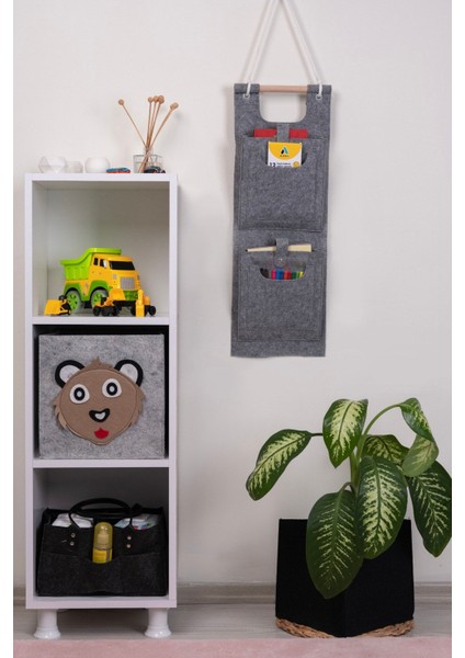 Gri Keçe Çok Amaçlı Kapı Arkası Organizer, Ev ve Dekorasyon Için Şık Çözüm