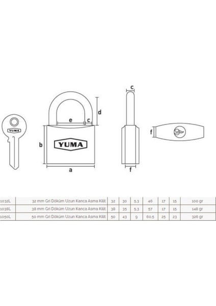 Güçlü 38MM Gri Asma Kilit, Dayanıklı ve Güvenli Kullanım Sağlar.