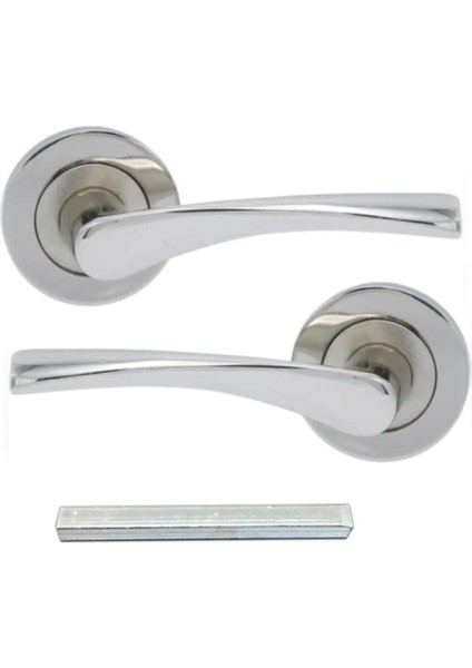 Nikel Kaplama Kapı Kolu Seti, Iç ve Dış Kullanım, 2 Parça