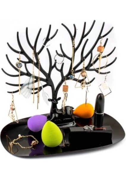 Siyah Geyik Tasarımlı Takı ve Mücevherler Için Şık Stand