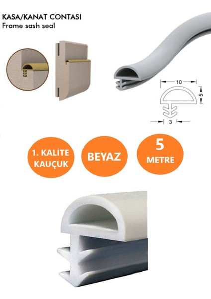 Beyaz Ahşap Kapı Kasa Fitili, 5 Metre, Amerikan Kapı Uyumlu, Şık ve Dayanıklı