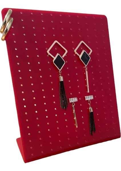 Kırmızı Pleksi Küpe ve Takı Saklama Standı, Şık ve Düzenli Kullanım Için Ideal