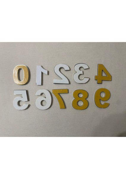 Altı Numara Sarı Gold Yapışkan Kapı Numarası, 4x5 Cm, Plastik modelleri