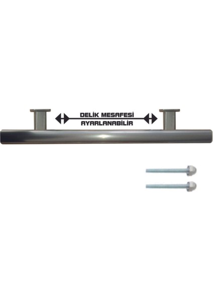 40 cm Ayarlanabilir Çelik Kapı Kolu, Şık ve Dayanıklı Gümüş Renk Seçeneği