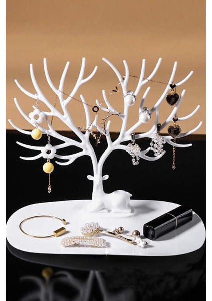 Beyaz Renkli Geyik Desenli Bilezik ve Takı Askısı, Şık ve Kullanışlı Tasarım modelleri