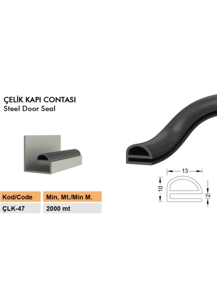 Geçmeli Çelik Kapı Altı Eşik Fitili Siyah 10 Metre