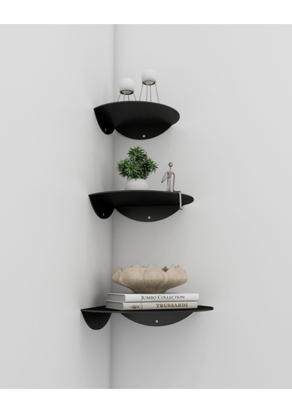 Modern Oval 3'lü Metal Duvar Köşe Rafı – Şık ve Fonksiyonel Dekoratif Set fırsatları
