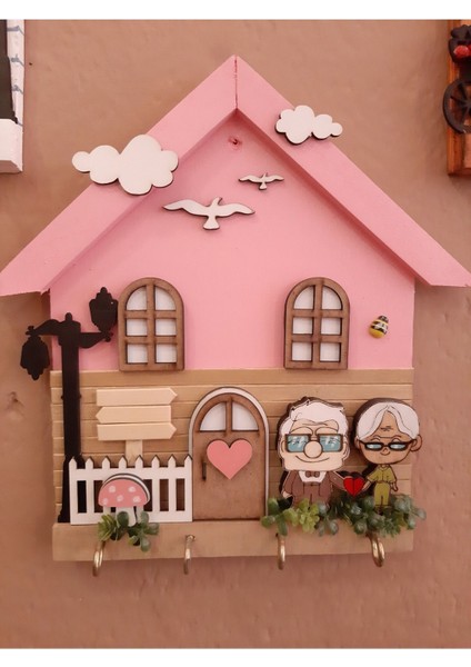 Pembe Yukarı Bak Temalı 27X27 Ahşap Mdf Anahtarlık Askısı fiyatları