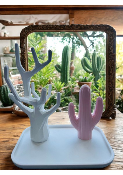 Kaktüs Tasarımlı Takı Askısı, Pembe ve Beyaz, Düzenli ve Şık Organizer fiyatları