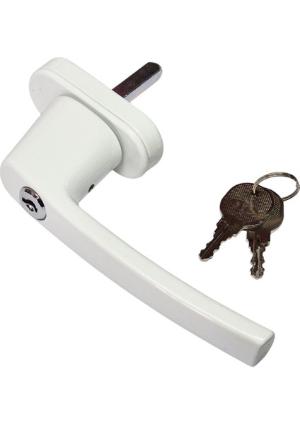 Güvenlikli Pvc Pencere ve Kapı Kolu, Beyaz, Anahtarlı, Çocuk Güvenliği