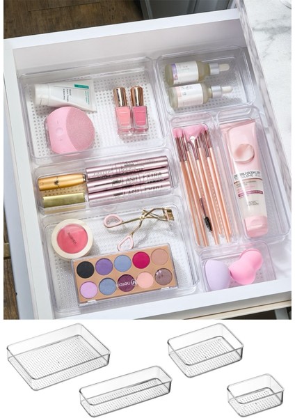 Şeffaf 7'li Çekmece Içi Düzenleyici, Üst Üste Dizilebilen Kozmetik ve Takı Organizeri