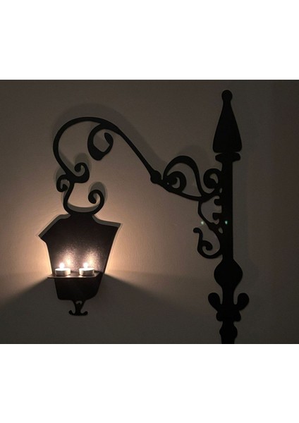 Şık Ahşap Duvar Mumluğu, Aplik ve Sokak Lambası Tasarımı, Siyah Renkli fırsatları
