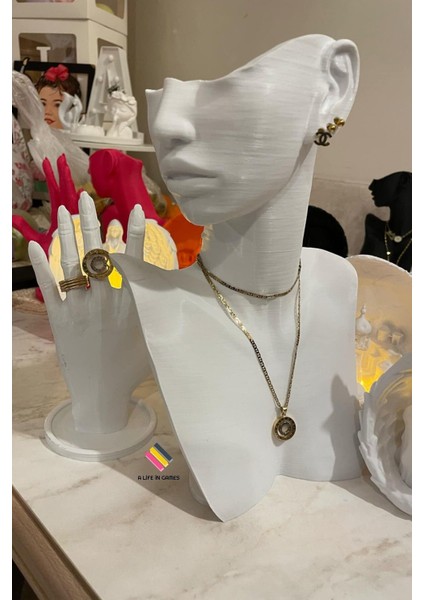 Şık 25CM Takı ve Mücevher Organizer Manken Seti Beyaz fiyatları