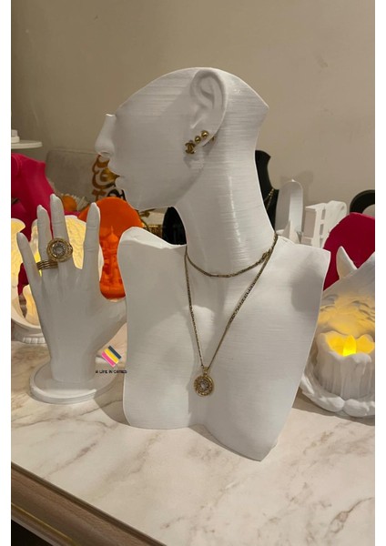 Şık 25CM Takı ve Mücevher Organizer Manken Seti Beyaz indirimleri