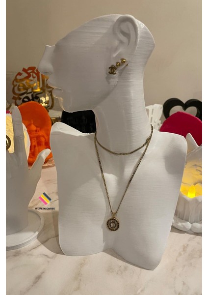 Şık 25CM Takı ve Mücevher Organizer Manken Seti Beyaz