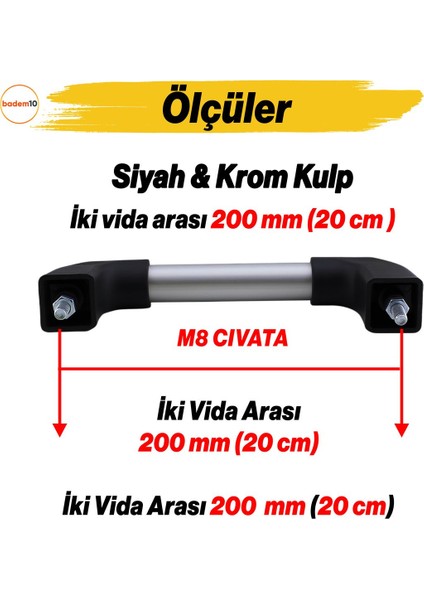 Krom ve Siyah Renkli 20 cm Profil Boru Tutamak, Çok Amaçlı Kullanım Için Ideal fiyatları