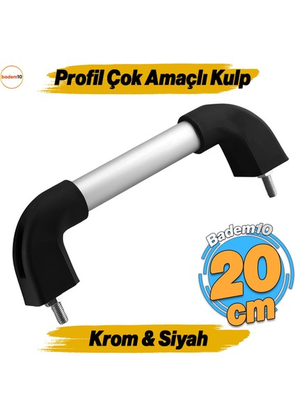 Krom ve Siyah Renkli 20 cm Profil Boru Tutamak, Çok Amaçlı Kullanım Için Ideal