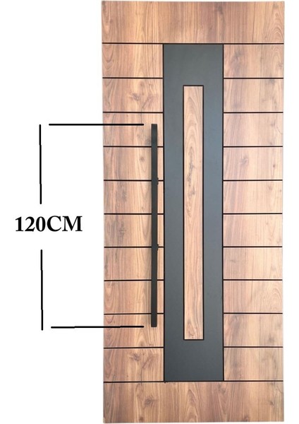 Siyah Çelik Kapı Çekme Kolu, Kare Model, 120CM, Dayanıklı ve Şık Tasarım