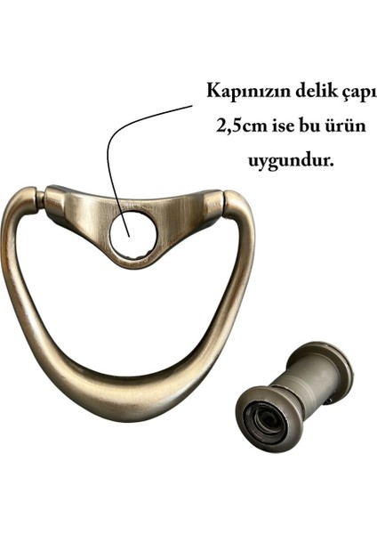 Gümüş Gri Dürbünlü Çelik Kapı Damla Model, 2,5cm Delik Çapı