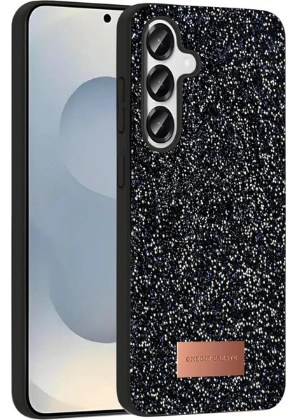 Onegif Samsung Galaxy S25 Bright Simli Kapak - Siyah modelleri