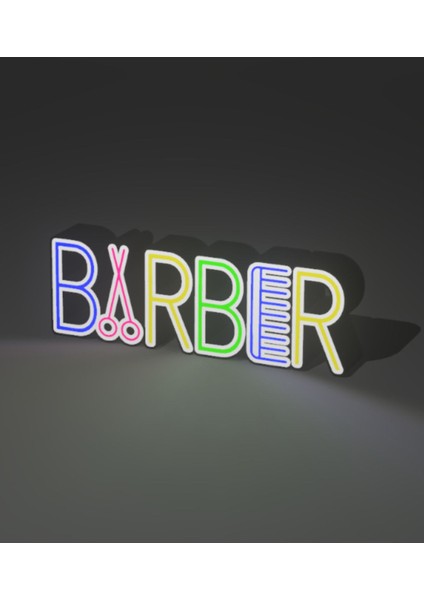 Renkli LED Işıkla Berber Duvar Dekoru, Şıklık ve Tarz Kat! fiyatları