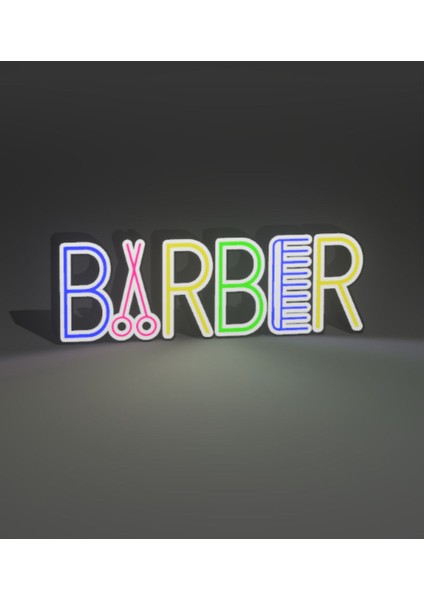 Renkli LED Işıkla Berber Duvar Dekoru, Şıklık ve Tarz Kat! modelleri