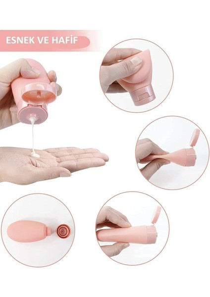 Renkli 2'li Set 6 Adet 60 ml Doldurulabilir Seyahat Şişesi, Pratik ve Şık Tasarım