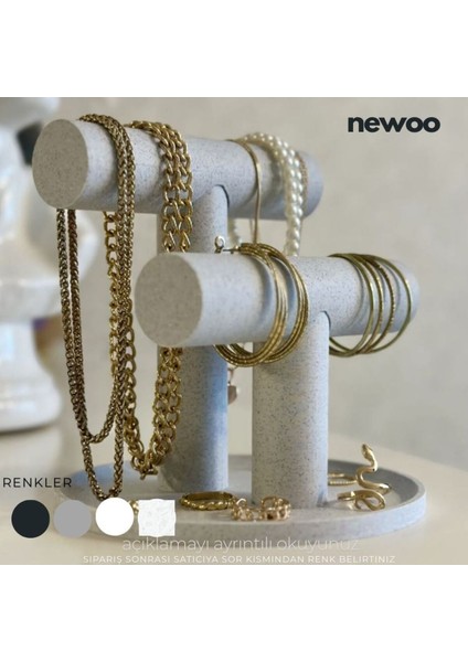 Şık ve Modern Çok Amaçlı Mücevher Sergileme Standı, Beyaz Renkli ve Kullanışlı