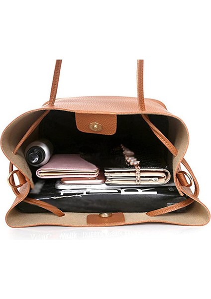 Moda Tote Çanta Seti Kadın Pu Deri Çantalar ve Omuzdan Askili Çanta ve Çanta ve Kart Tutucu Seti (Yurt Dışından) modelleri