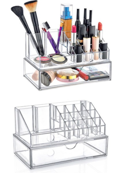 Turkuaz Çok Gözlü Çekmeceli Makyaj Organizeri, Pratik ve Şık Depolama Çözümü