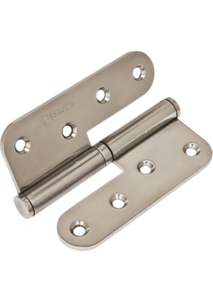 10CM Metal Saten Yuvalı Kapı Menteşesi Sol, Dayanıklı ve Şık Tasarım.