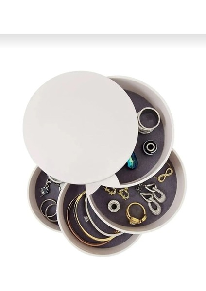 Döner Çok Katlı Takı Saklama Kutusu, 360° Döner Plastik Organizer